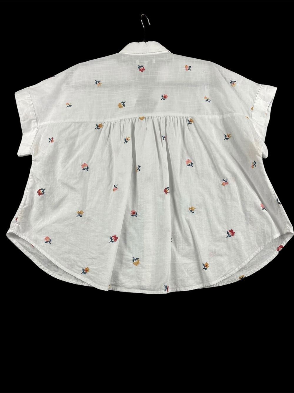 Madewell Cross-Stitch Floral Cotton Cottagecore Feminine Airy Pocket Shirt XL - Picture 2 of 12